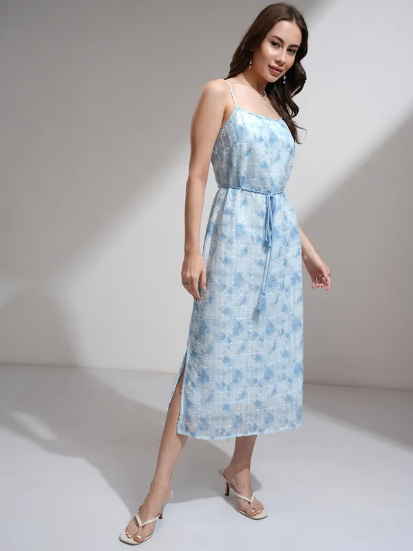 Tokyo Talkies Women Blue Printed A-Line Dress
