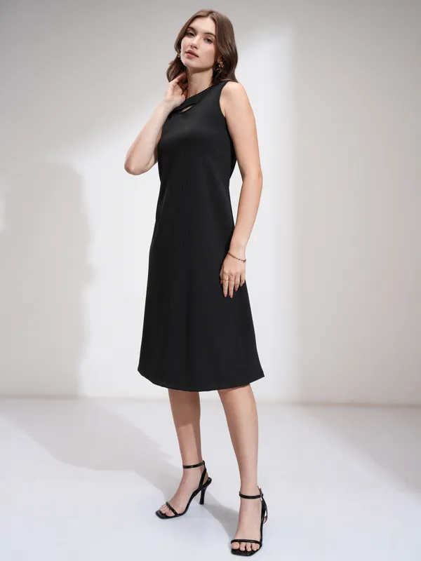 Tokyo Talkies Women Black Solid Fit And Flare Dress