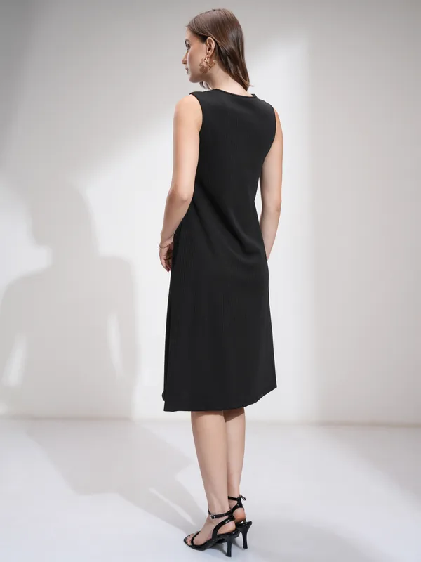 Tokyo Talkies Women Black Solid Fit And Flare Dress