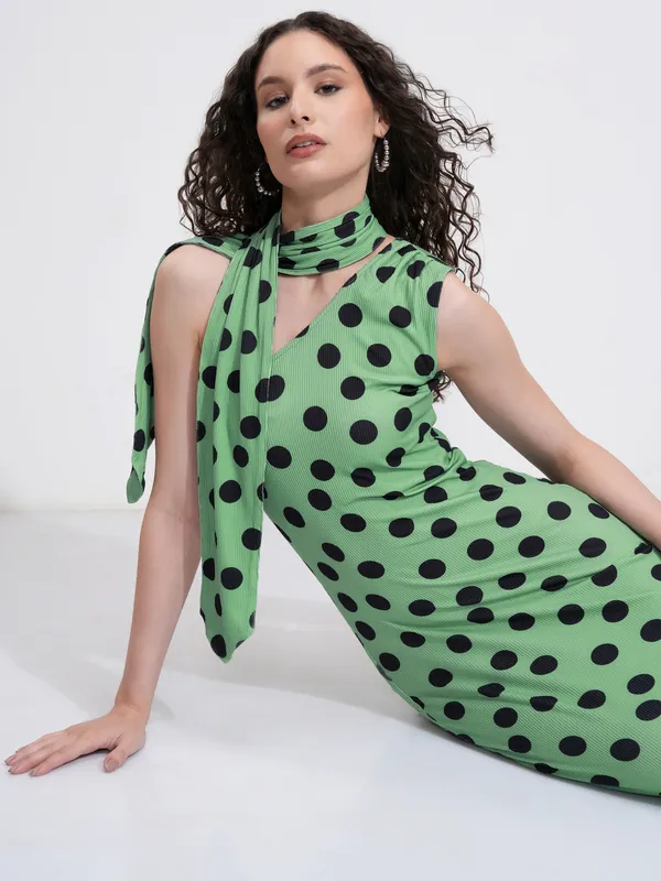 Tokyo Talkies Women Green Printed Bodycon Dress
