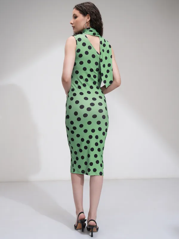 Tokyo Talkies Women Green Printed Bodycon Dress