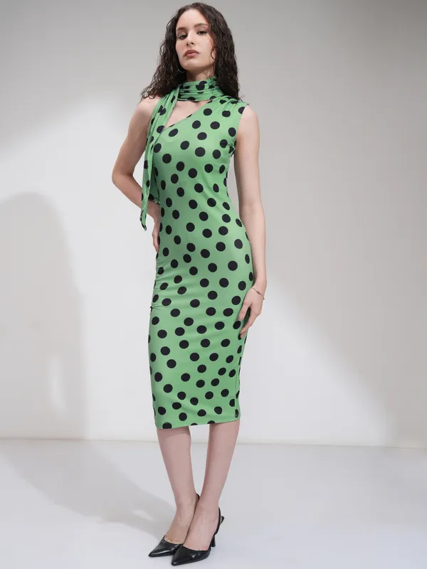Tokyo Talkies Women Green Printed Bodycon Dress