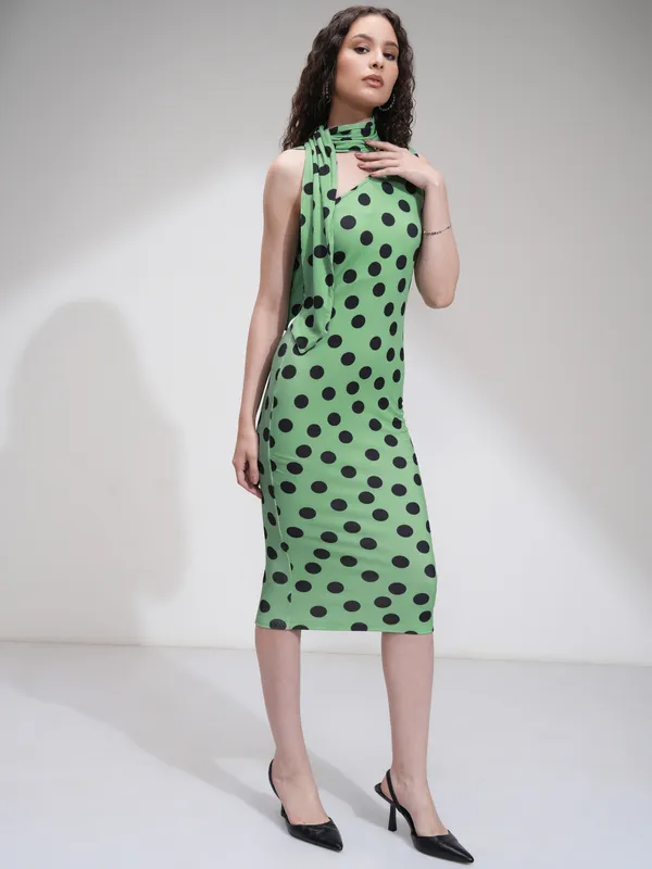 Tokyo Talkies Women Green Printed Bodycon Dress