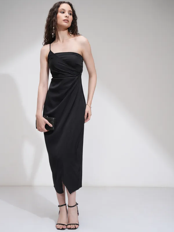 Tokyo Talkies Women Black Solid Fit And Flare Dress