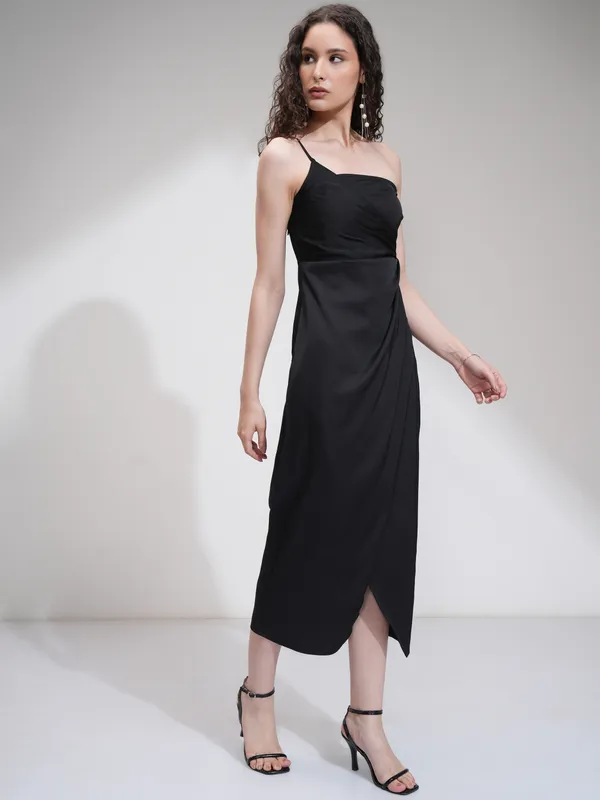 Tokyo Talkies Women Black Solid Fit And Flare Dress