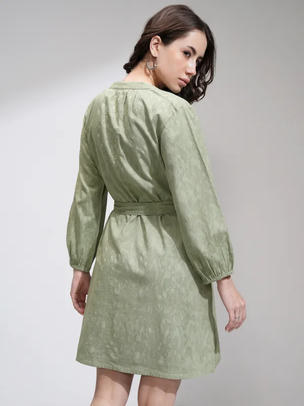 Tokyo Talkies Women Green Solid A-Line Dress