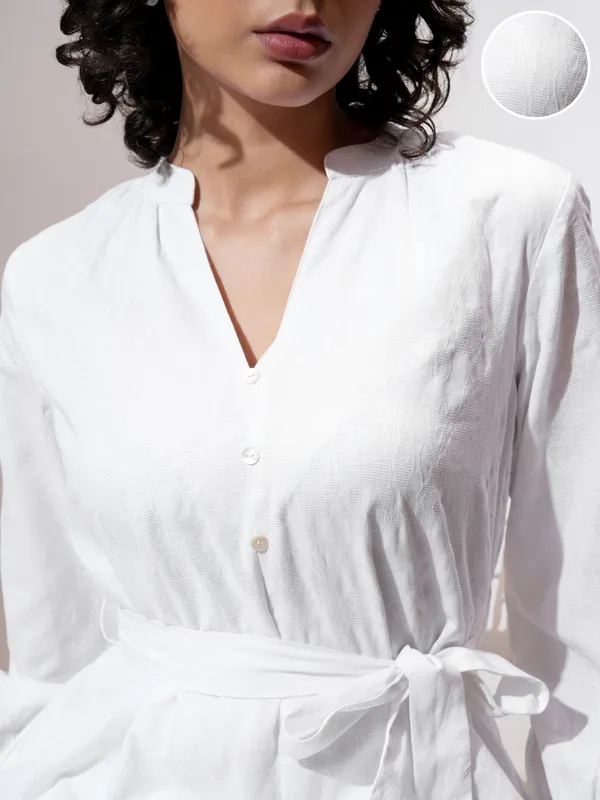 Tokyo Talkies Women White Solid A-Line Dress