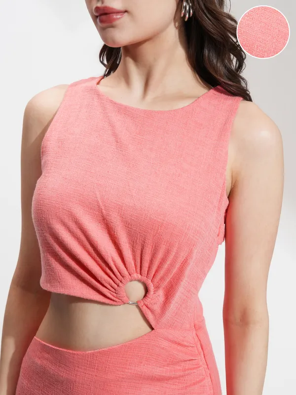 Tokyo Talkies Women Pink Solid Bodycon Dress