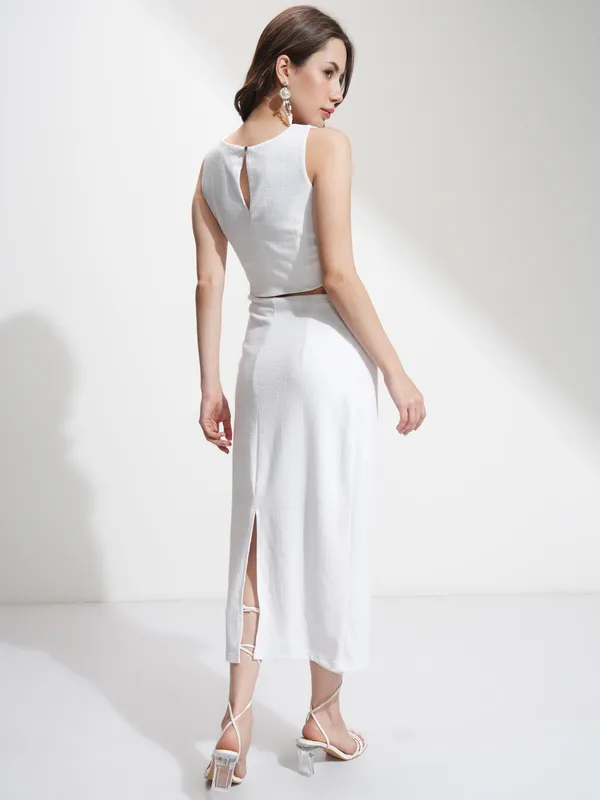 Tokyo Talkies Women White Solid Bodycon Dress