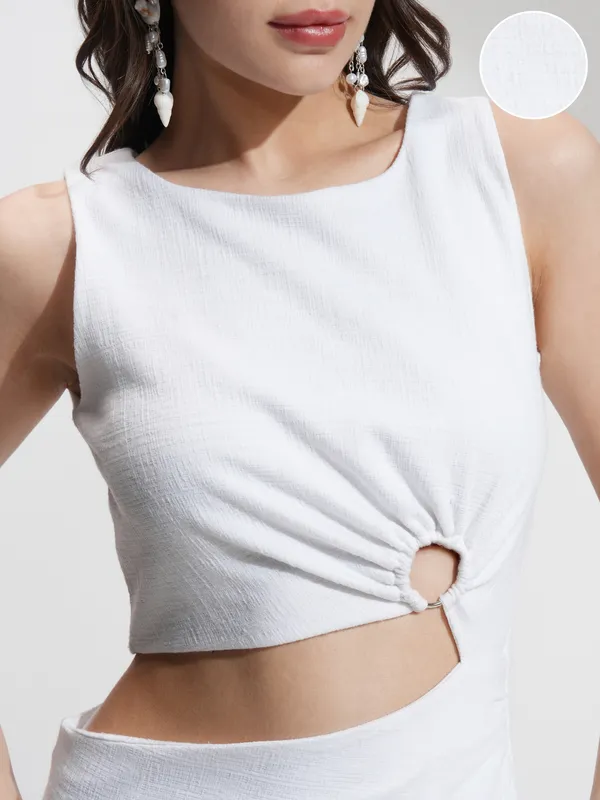Tokyo Talkies Women White Solid Bodycon Dress