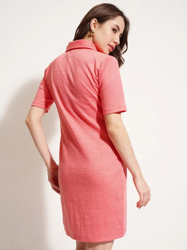 Tokyo Talkies Women Pink Solid Sheath Dress