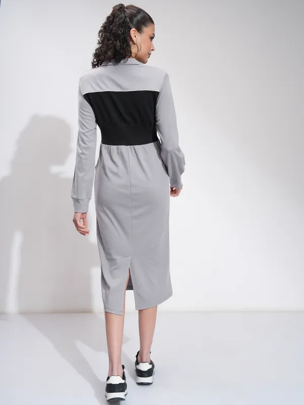 Tokyo Talkies Women Grey Solid Bodycon Dress