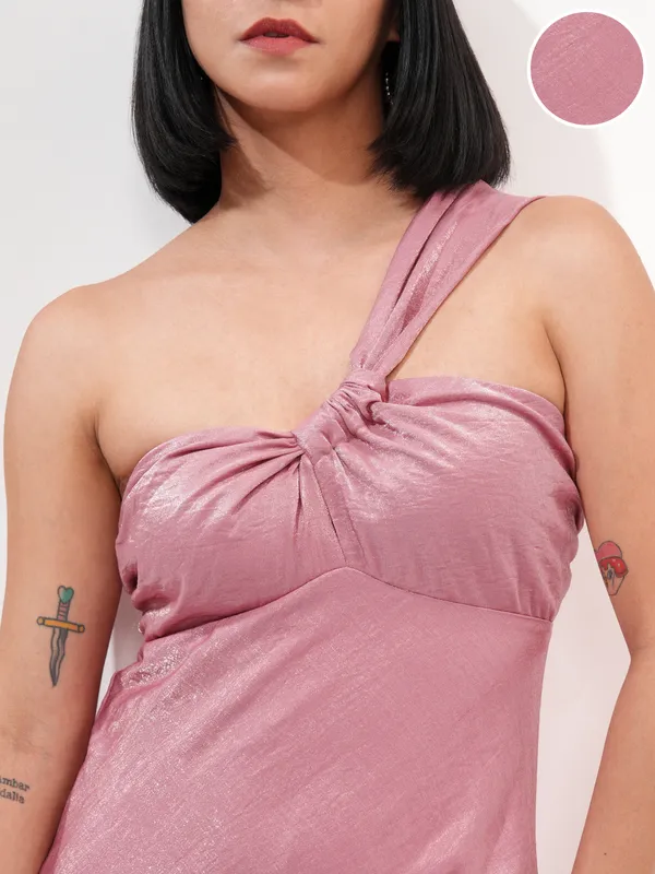 Tokyo Talkies Women Pink Solid Maxi Dress