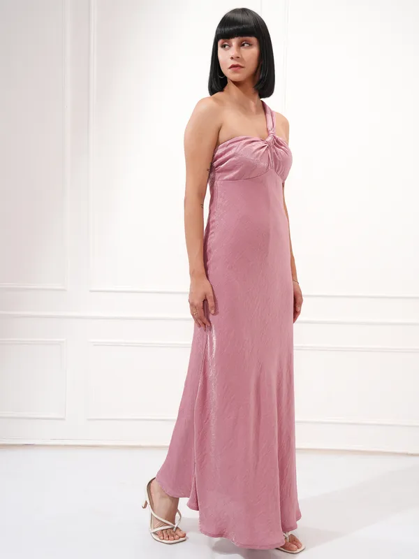 Tokyo Talkies Women Pink Solid Maxi Dress