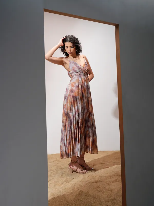 Tokyo Talkies Women Grey Printed Maxi Dress