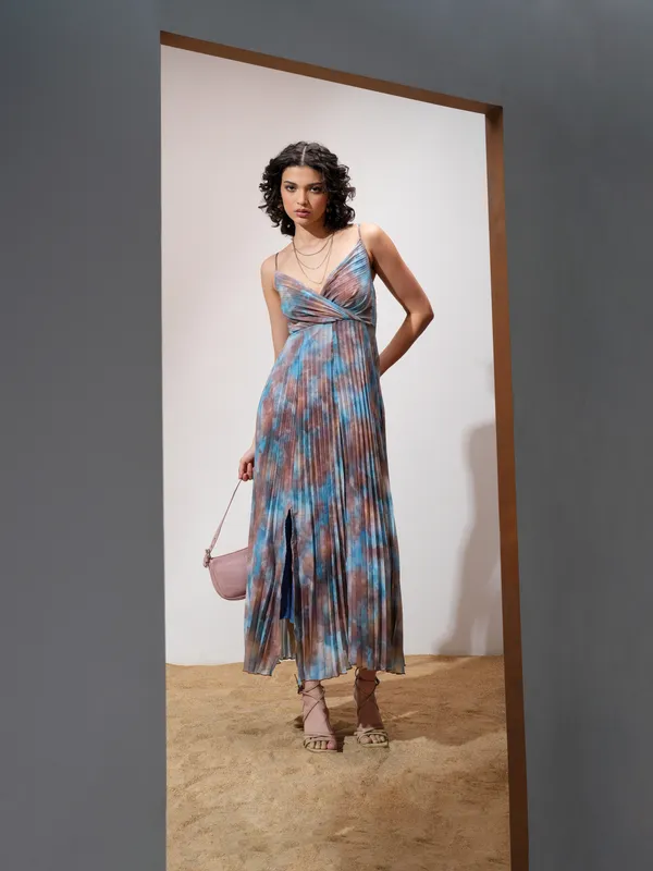 Tokyo Talkies Women Beige Printed Maxi Dress