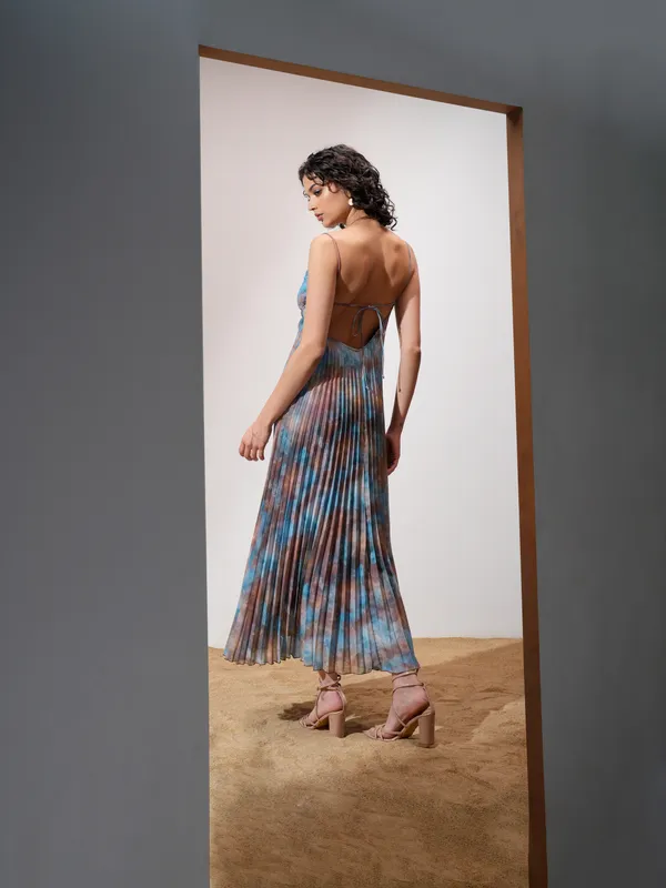 Tokyo Talkies Women Beige Printed Maxi Dress