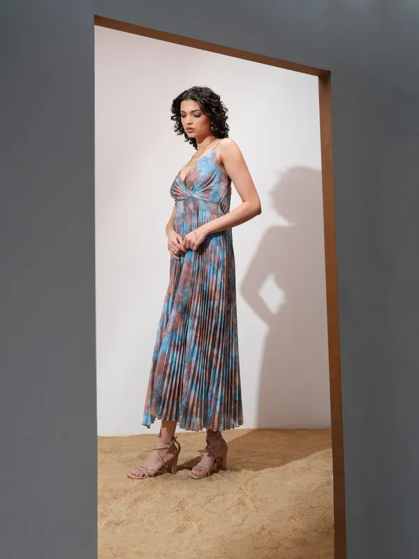 Tokyo Talkies Women Beige Printed Maxi Dress