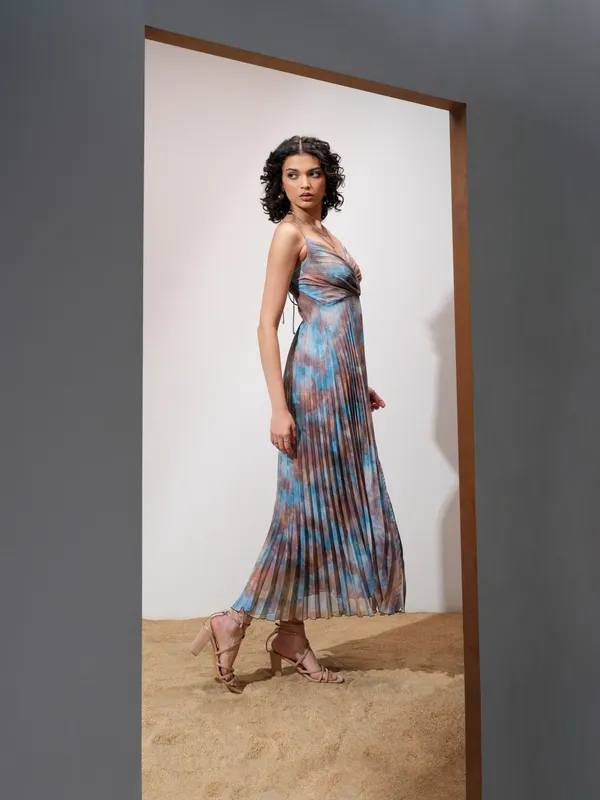 Tokyo Talkies Women Beige Printed Maxi Dress