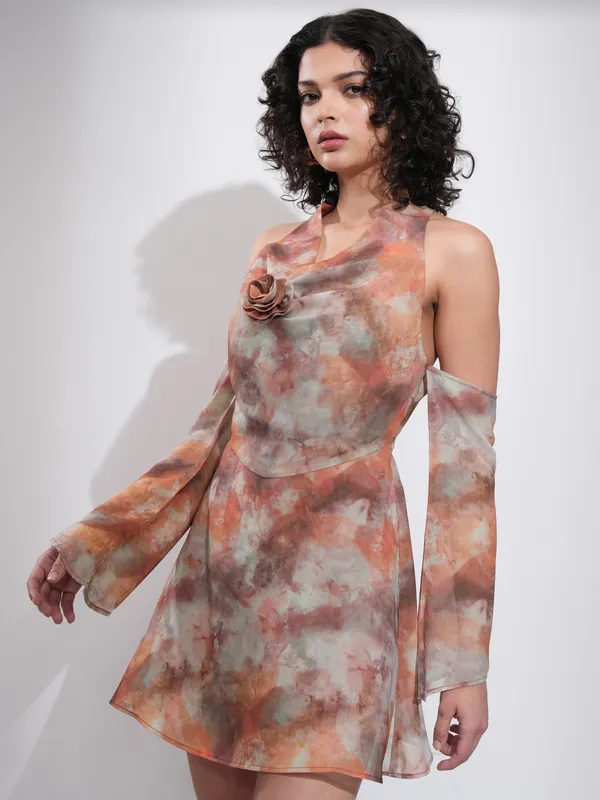 Tokyo Talkies Women Rust Printed A-Line Dress