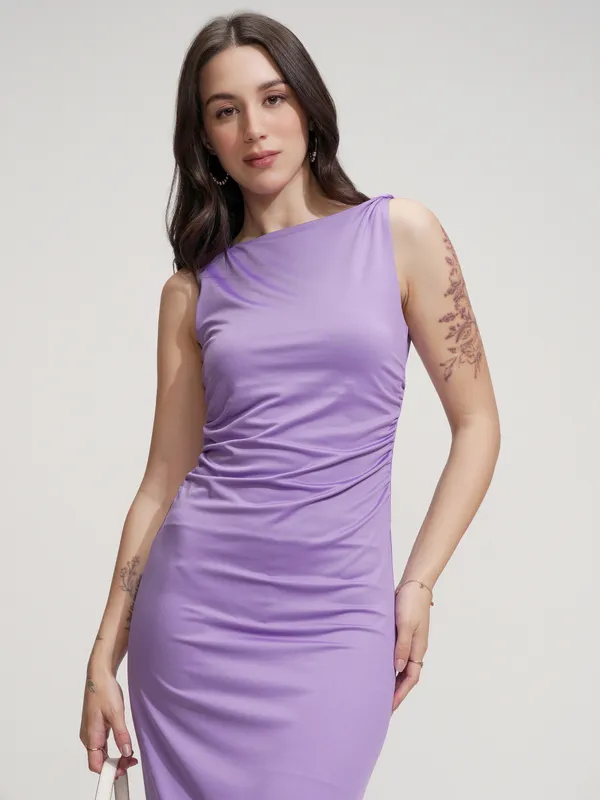 Tokyo Talkies Women Lavender Solid Maxi Dress