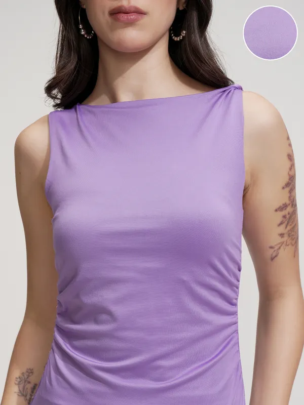 Tokyo Talkies Women Lavender Solid Maxi Dress