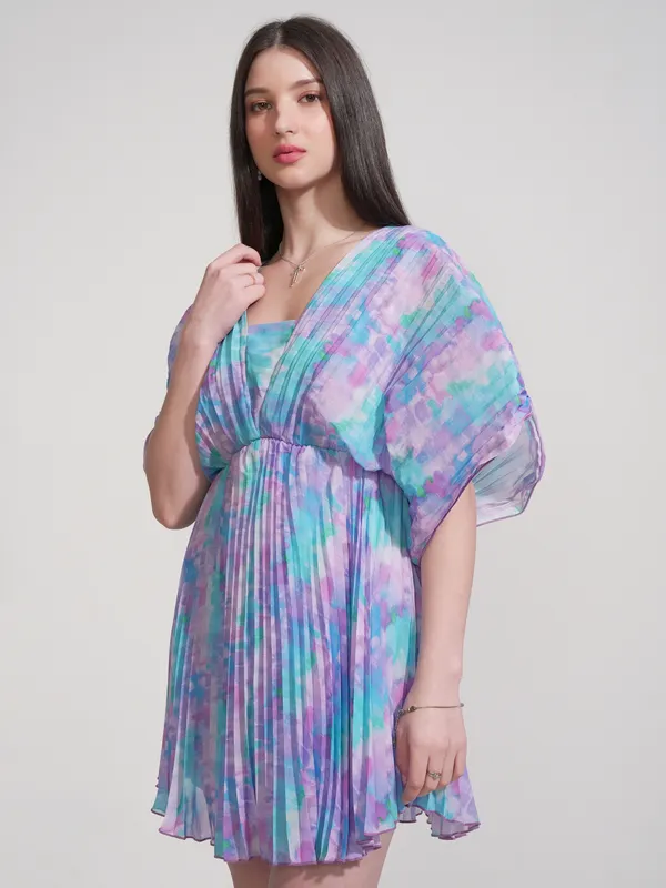 Tokyo Talkies Women Purple Printed Fit And Flare Dress