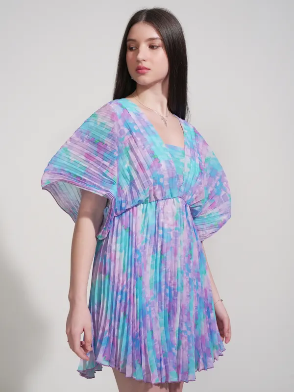 Tokyo Talkies Women Purple Printed Fit And Flare Dress