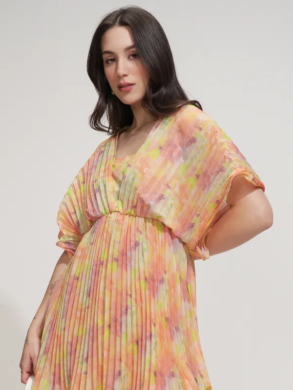 Tokyo Talkies Women Yellow Printed Fit And Flare Dress