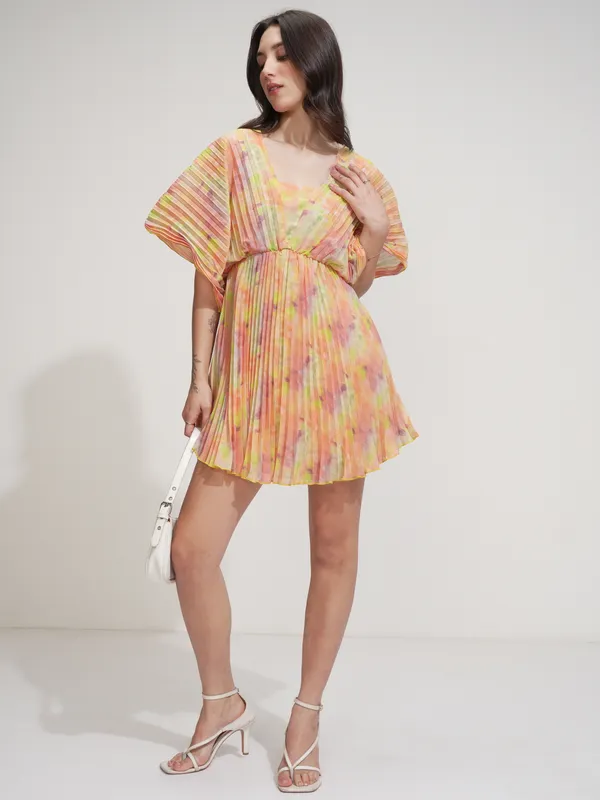 Tokyo Talkies Women Yellow Printed Fit And Flare Dress
