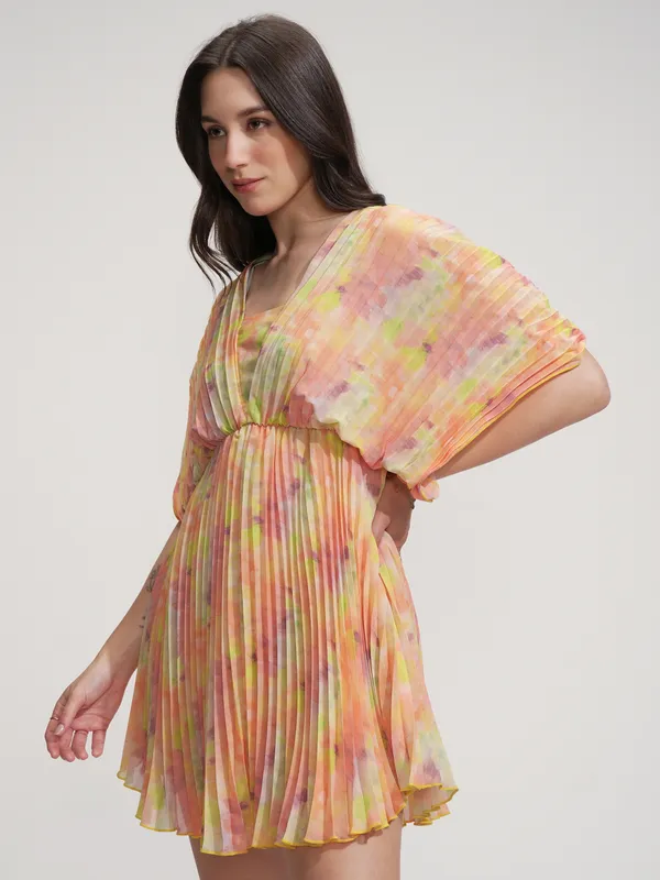 Tokyo Talkies Women Yellow Printed Fit And Flare Dress