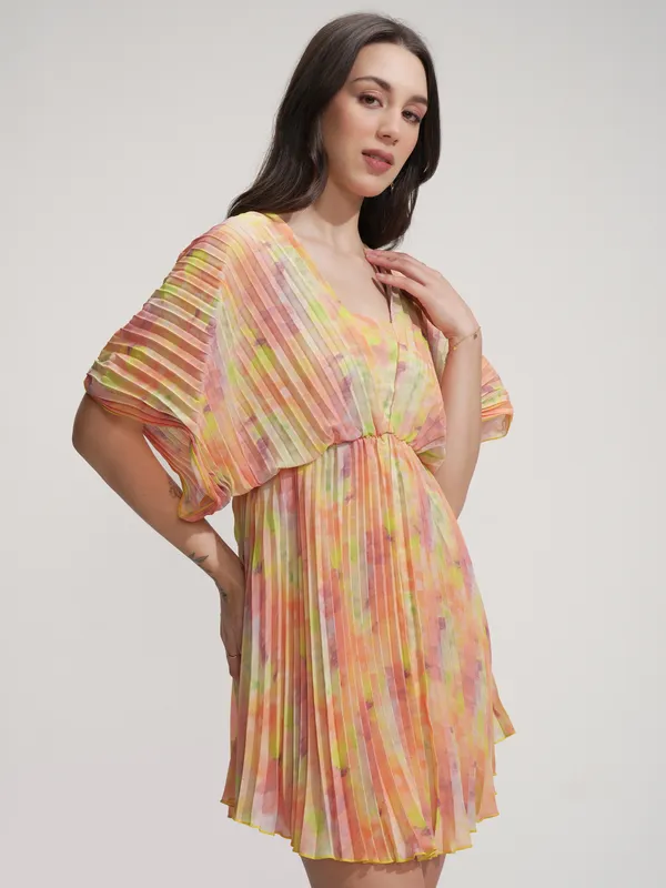 Tokyo Talkies Women Yellow Printed Fit And Flare Dress