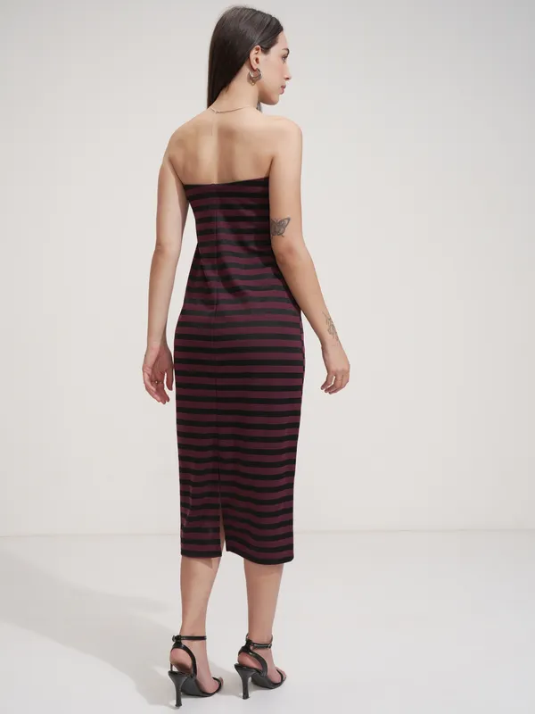 Tokyo Talkies Women Purple Striped Sheath Dress