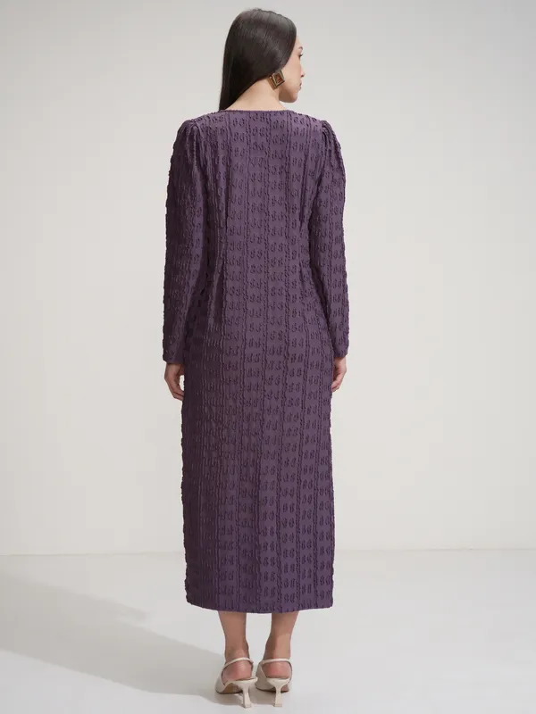Tokyo Talkies Women Purple Self Design Maxi Dress