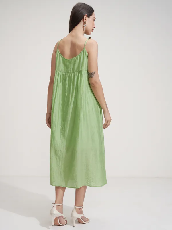 Tokyo Talkies Women Green Solid Fit And Flare Dress