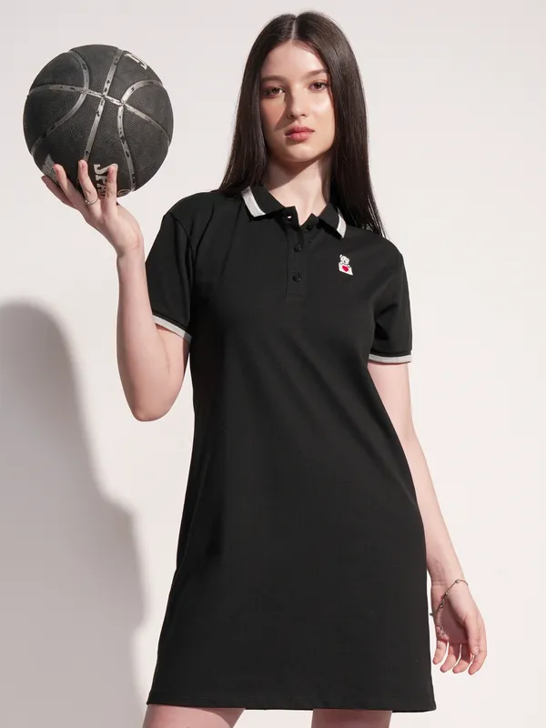 Tokyo Talkies Women Black Solid T-shirt Dress