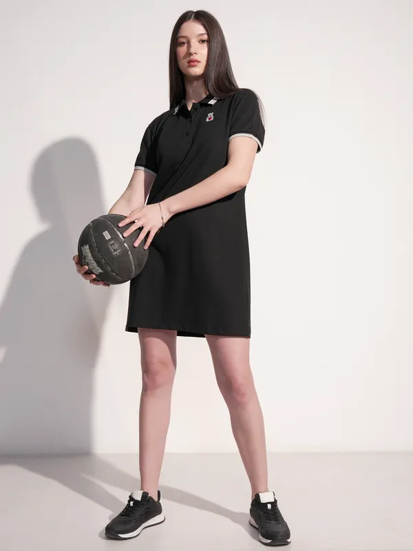 Tokyo Talkies Women Black Solid T-shirt Dress