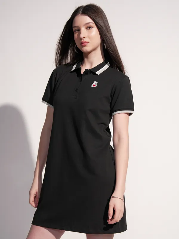 Tokyo Talkies Women Black Solid T-shirt Dress