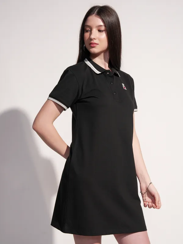 Tokyo Talkies Women Black Solid T-shirt Dress