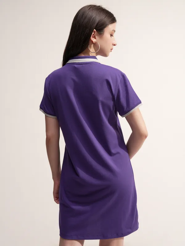Tokyo Talkies Women Purple Solid T-shirt Dress