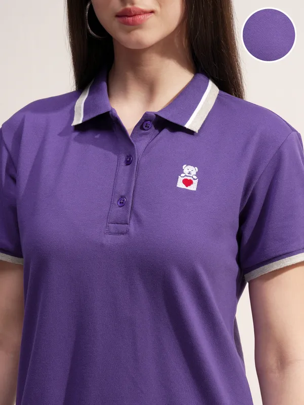 Tokyo Talkies Women Purple Solid T-shirt Dress