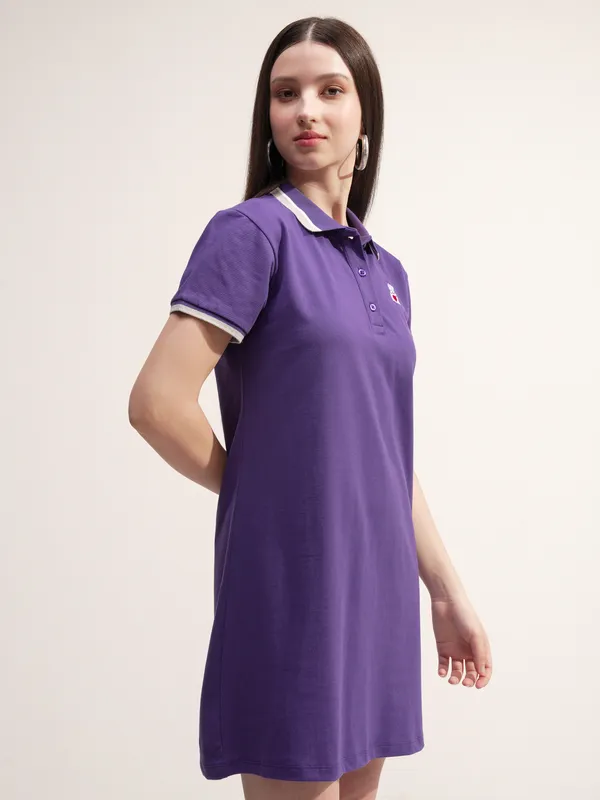 Tokyo Talkies Women Purple Solid T-shirt Dress
