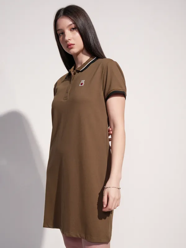 Tokyo Talkies Women Brown Solid T-shirt Dress