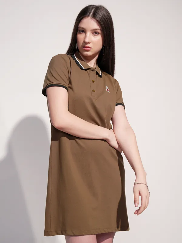 Tokyo Talkies Women Brown Solid T-shirt Dress