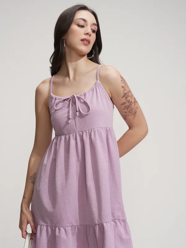 Tokyo Talkies Women Purple Solid Fit And Flare Dress