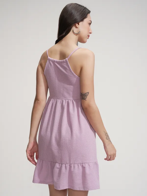 Tokyo Talkies Women Purple Solid Fit And Flare Dress