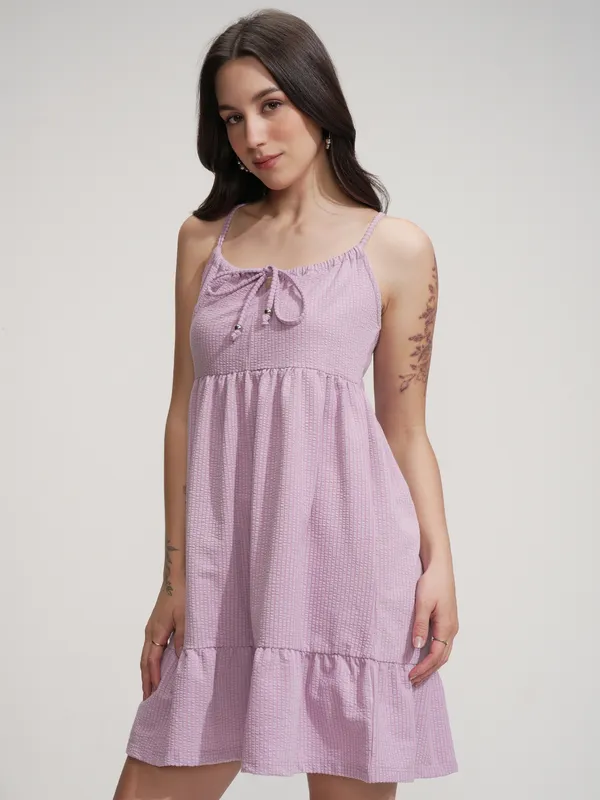 Tokyo Talkies Women Purple Solid Fit And Flare Dress