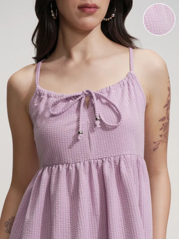 Tokyo Talkies Women Purple Solid Fit And Flare Dress