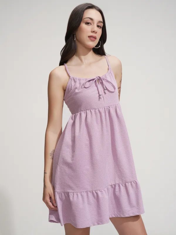 Tokyo Talkies Women Purple Solid Fit And Flare Dress