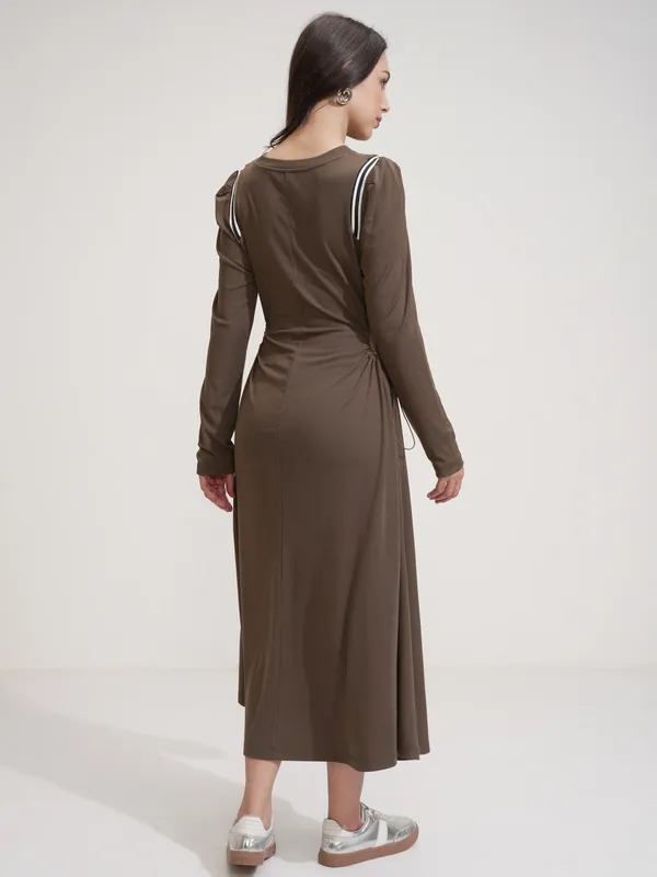 Tokyo Talkies Women Brown Solid Maxi Dress